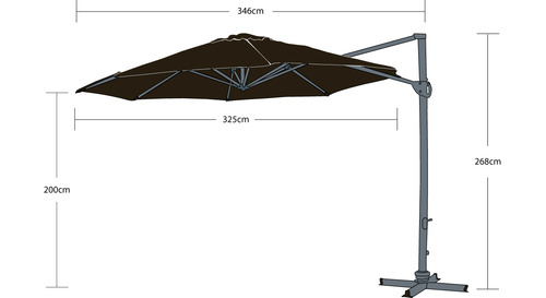 Titan 3.3m Round Cantilever Outdoor Umbrella - Charcoal 